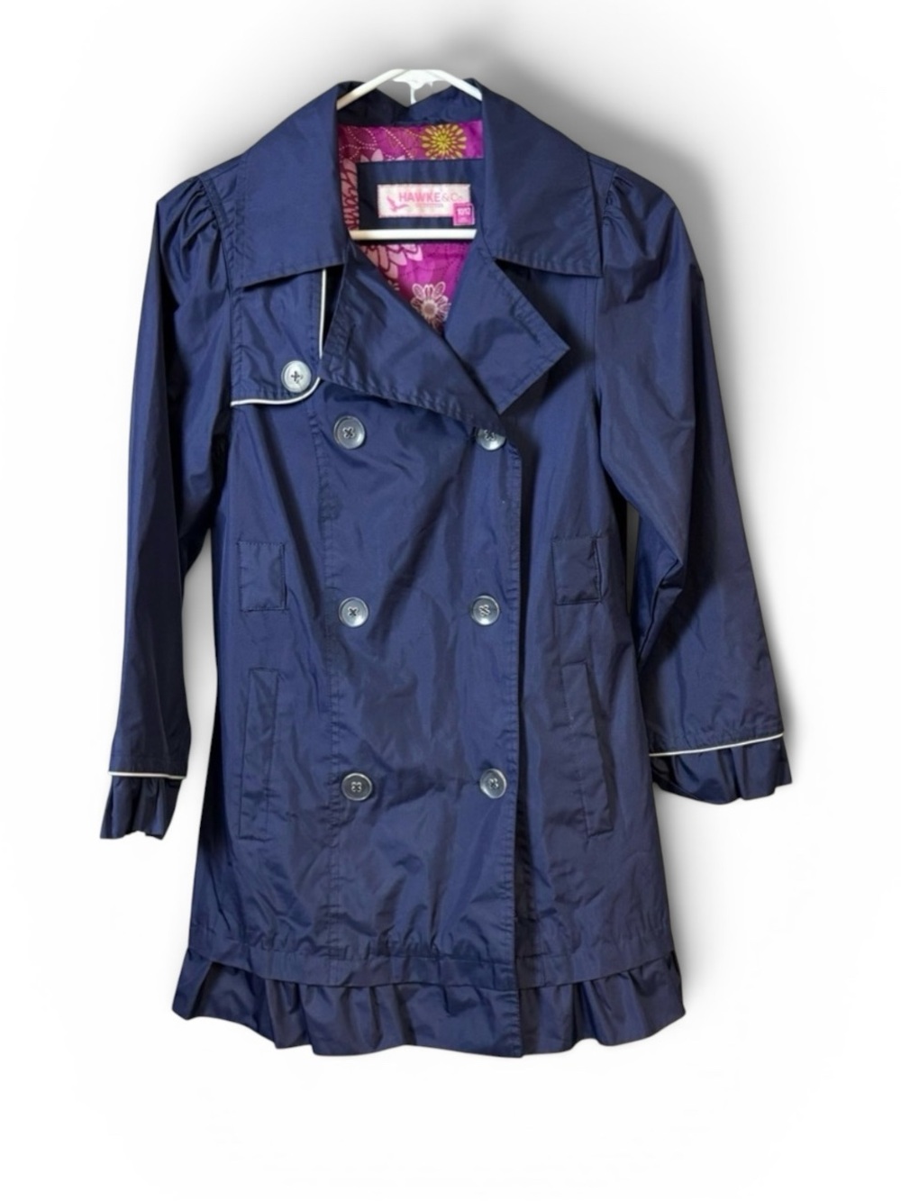 Hawke & Co Outfitters Girls Button Up Raincoat Jacket size 10/12